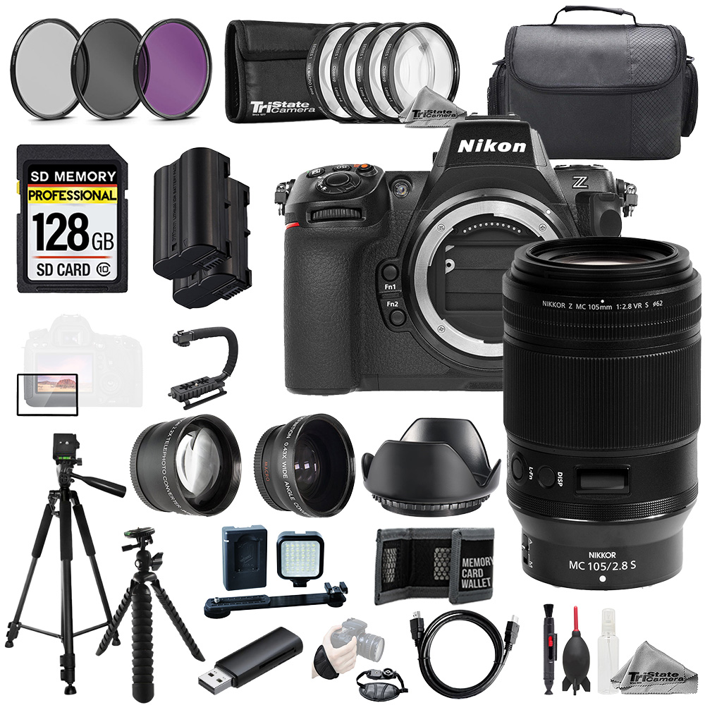 Z8 + Z MC 105mm f/2.8 VR S Macro Lens+128GB+Ext Bat+9 PC Filtr MEGA Kit *FREE SHIPPING*
