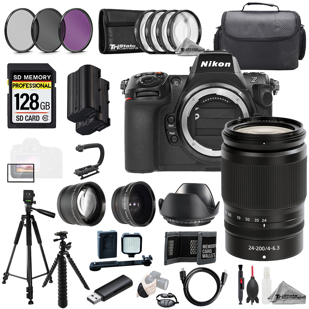 Z8 + Z 24-200mm f/4-6.3 VR Lens+128GB+Ext Bat+9 PC Filtr MEGA Kit *FREE SHIPPING*