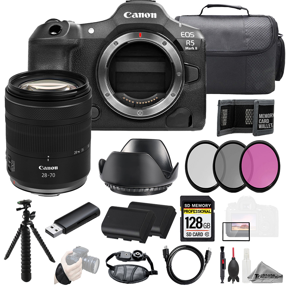 EOS R5 II + 28-70mm f/2.8 IS STM Lens 128GB + Ext Bat+ 3 PC Filter- Kit *FREE SHIPPING*