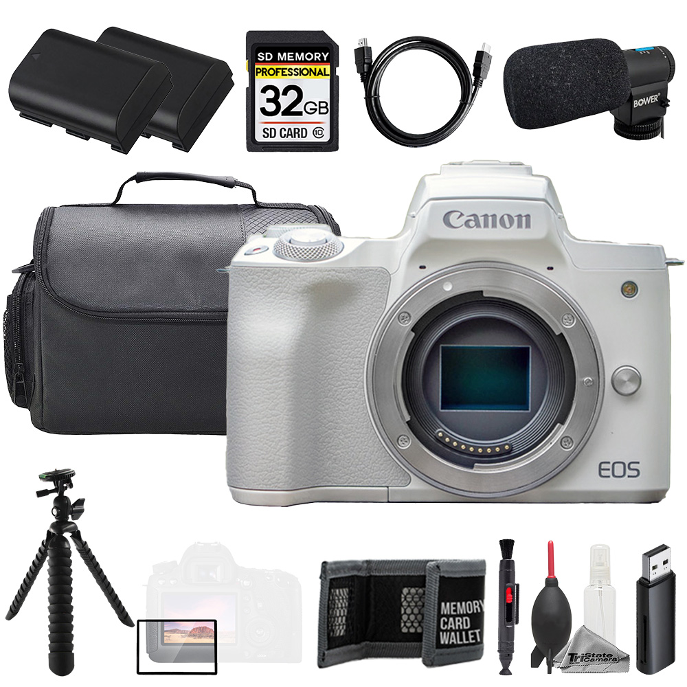 EOS M50 II (Body) + Mic + 32GB + Extra Battery+ Tripod- Accessory Kit *FREE SHIPPING*