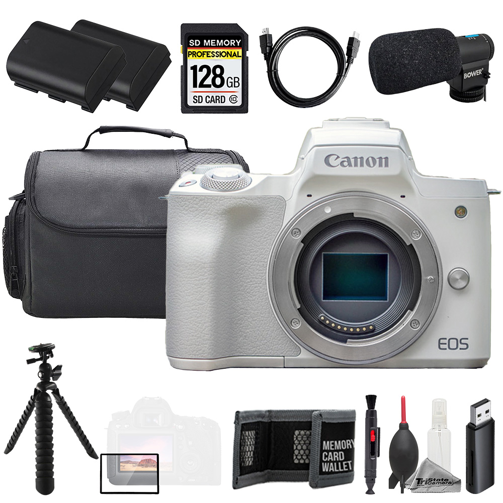EOS M50 II (Body) + Mic + 128GB + Extra Battery+ Tripod- Accessory Kit *FREE SHIPPING*