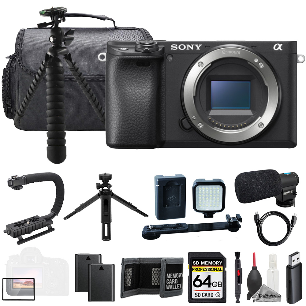 Alpha a6400 (Body) + Mic + 64GB + Extra Battery+ LED Flash- ULTIMATE Kit *FREE SHIPPING*