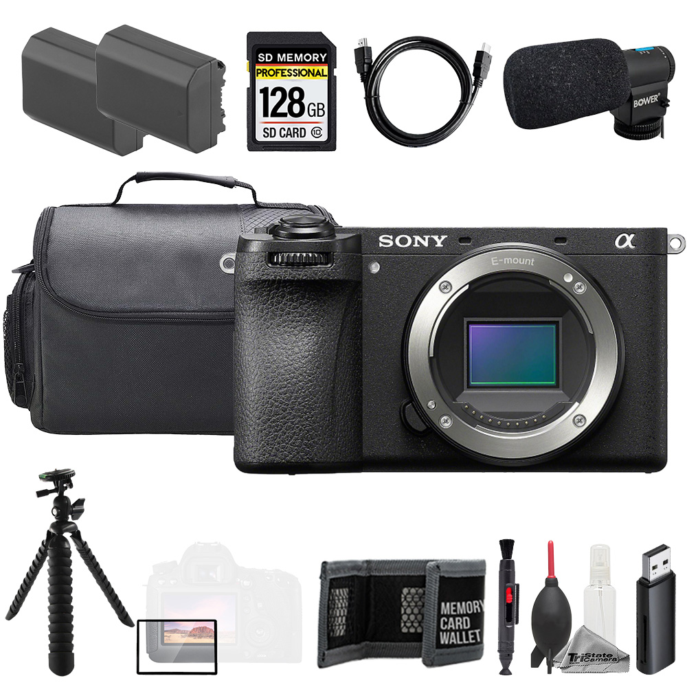 a6700 Black (Body) + Mic + 128GB + Extra Battery+ Tripod- Accessory Kit *FREE SHIPPING*