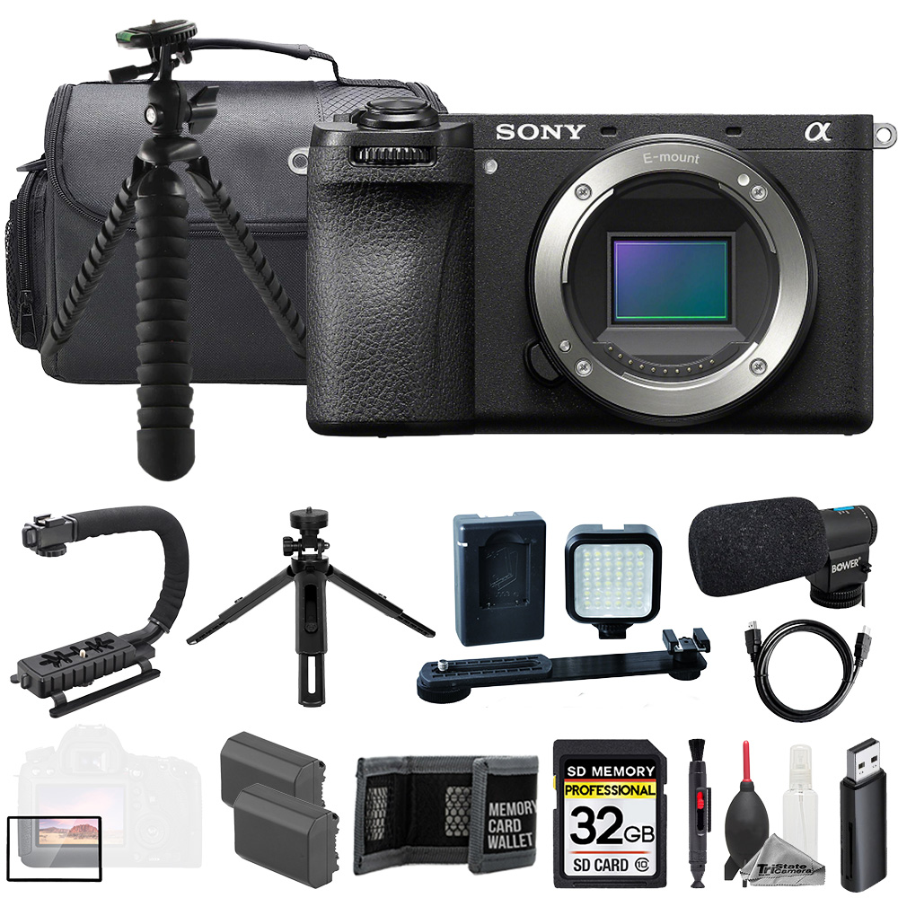 a6700 Black (Body) + Mic + 32GB + Extra Battery+ LED Flash- ULTIMATE Kit *FREE SHIPPING*