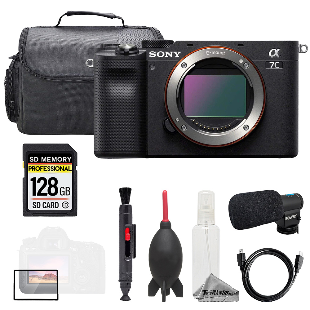 a7C Black (Body) + Mic + 128GB + Bag+ Screen Protector- Basic Kit *FREE SHIPPING*