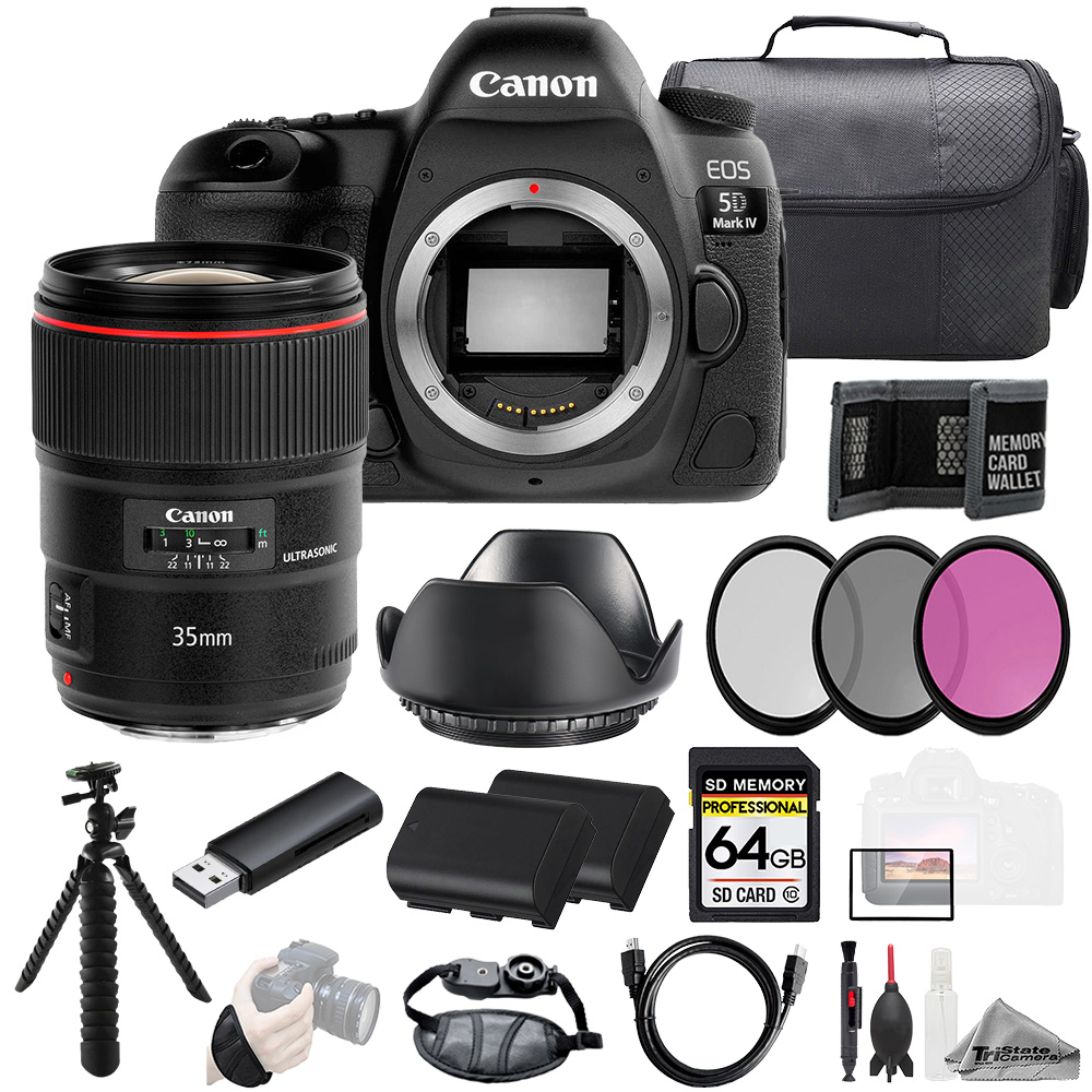 EOS 5D IV + EF 35mm f/1.4L II USM Lens+64GB+Ext Bat+3PC Filter-Kit *FREE SHIPPING*