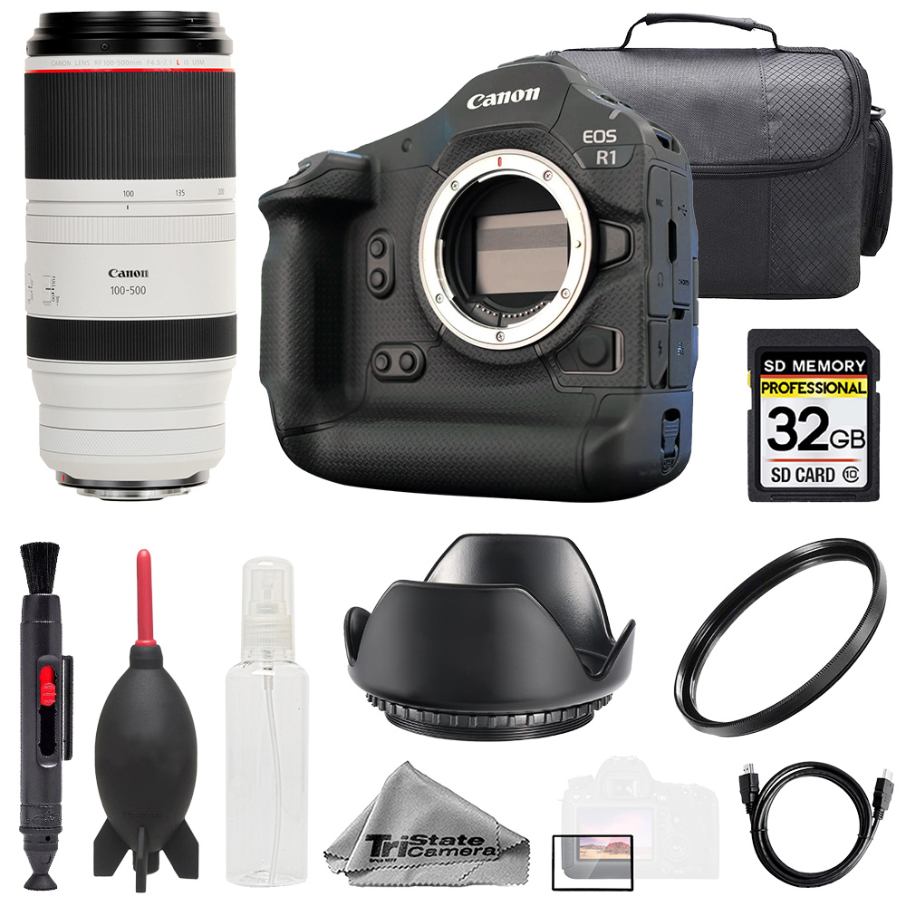 EOS R1 + RF 100-500mm f/4.5-7.1L IS USM Lens +32GB+ UV Filter- Basic Kit *FREE SHIPPING*
