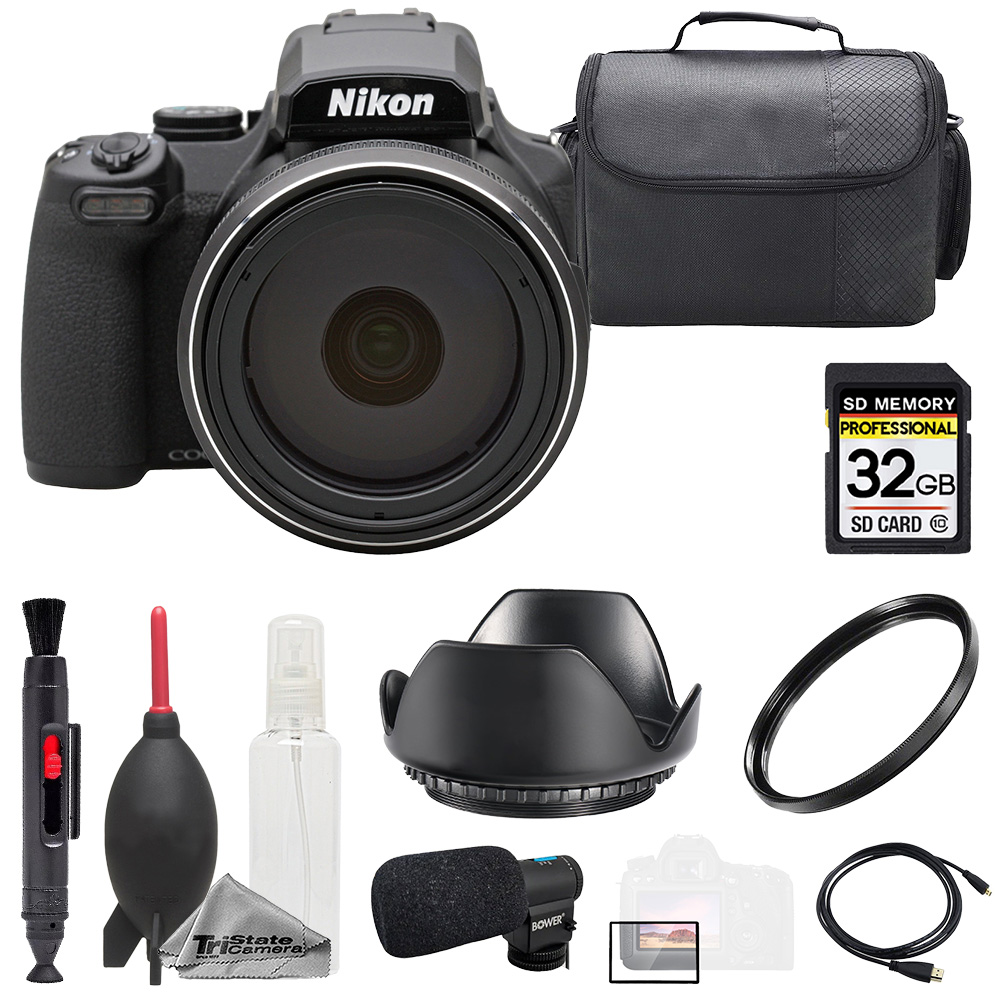 COOLPIX P1100 Digital Camera + Mic + 32GB + Bag- Basic Kit *FREE SHIPPING*