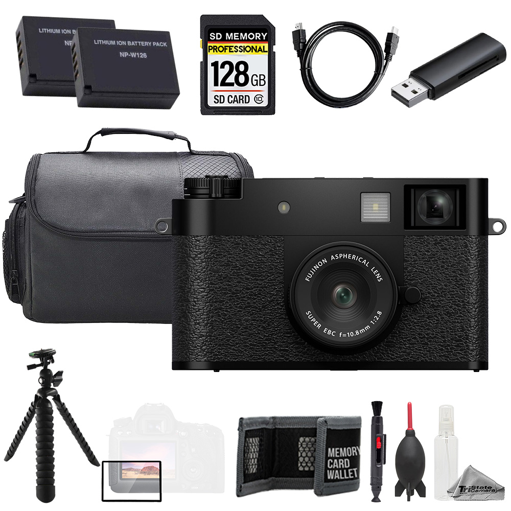 X half Digital Camera (Black)  + 128GB + Tripod + Extra Batt -Value Kit *FREE SHIPPING*