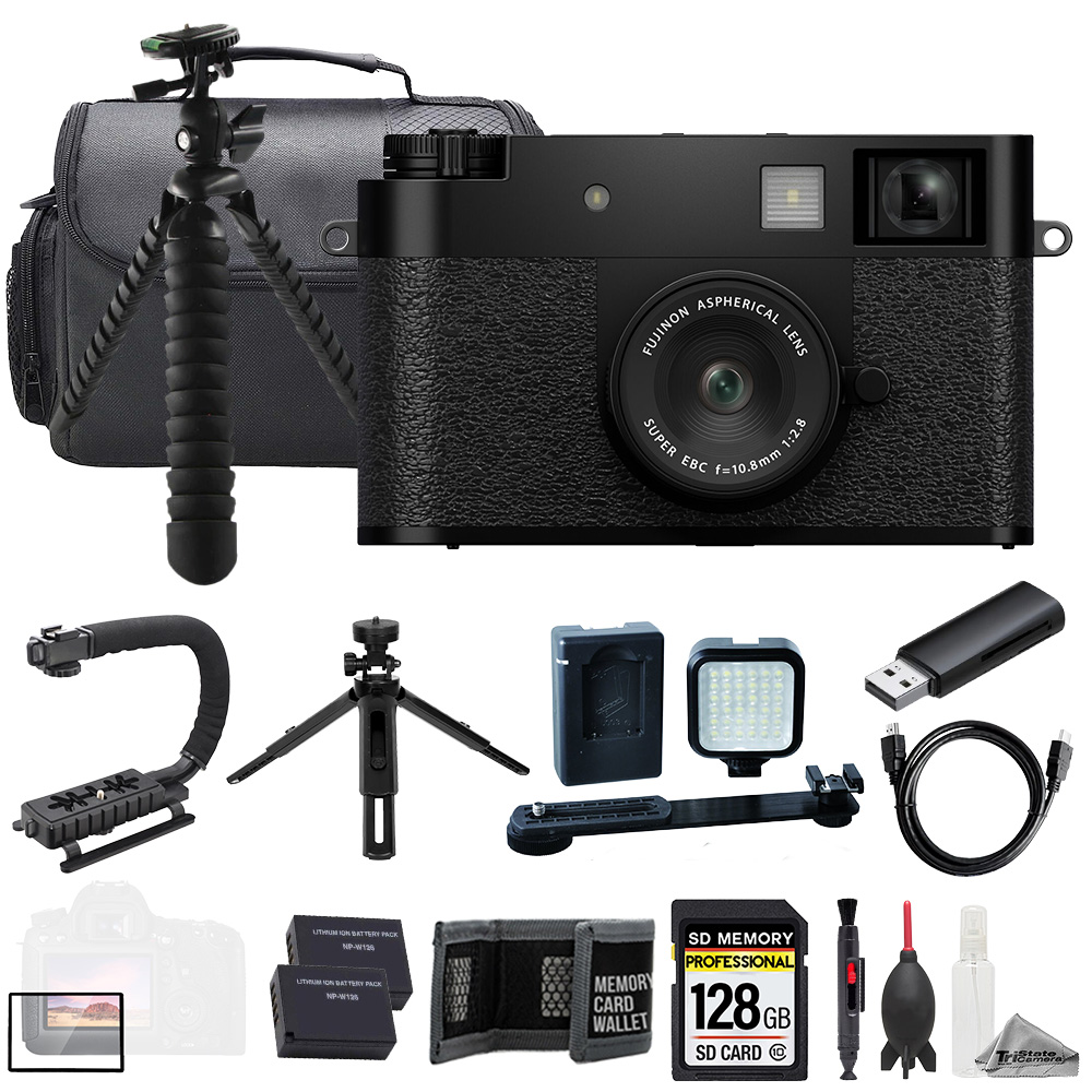 X half Digital Camera (Black)  + 128GB + Ext Batt+ LED - ULTIMATE Kit *FREE SHIPPING*