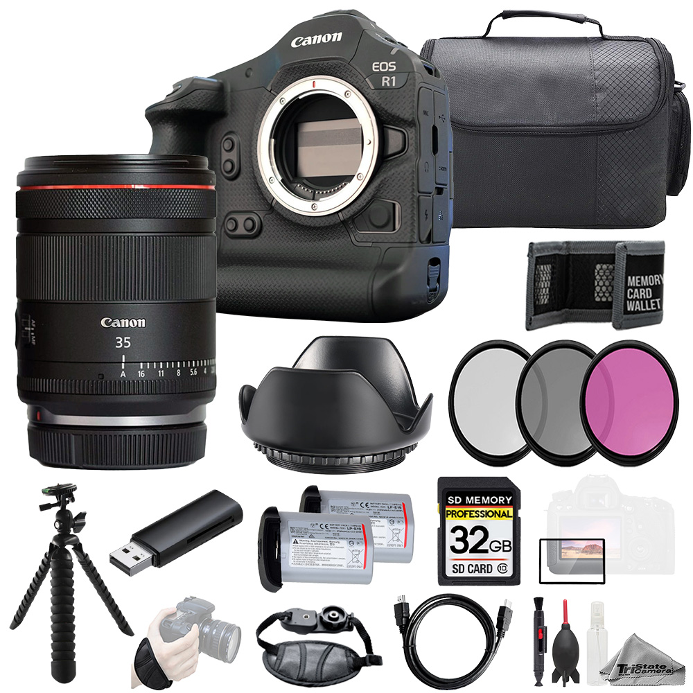 EOS R1 + RF 35mm f/1.4 L VCM Lens+32GB+Ext Bat+3PC Filter-Kit *FREE SHIPPING*