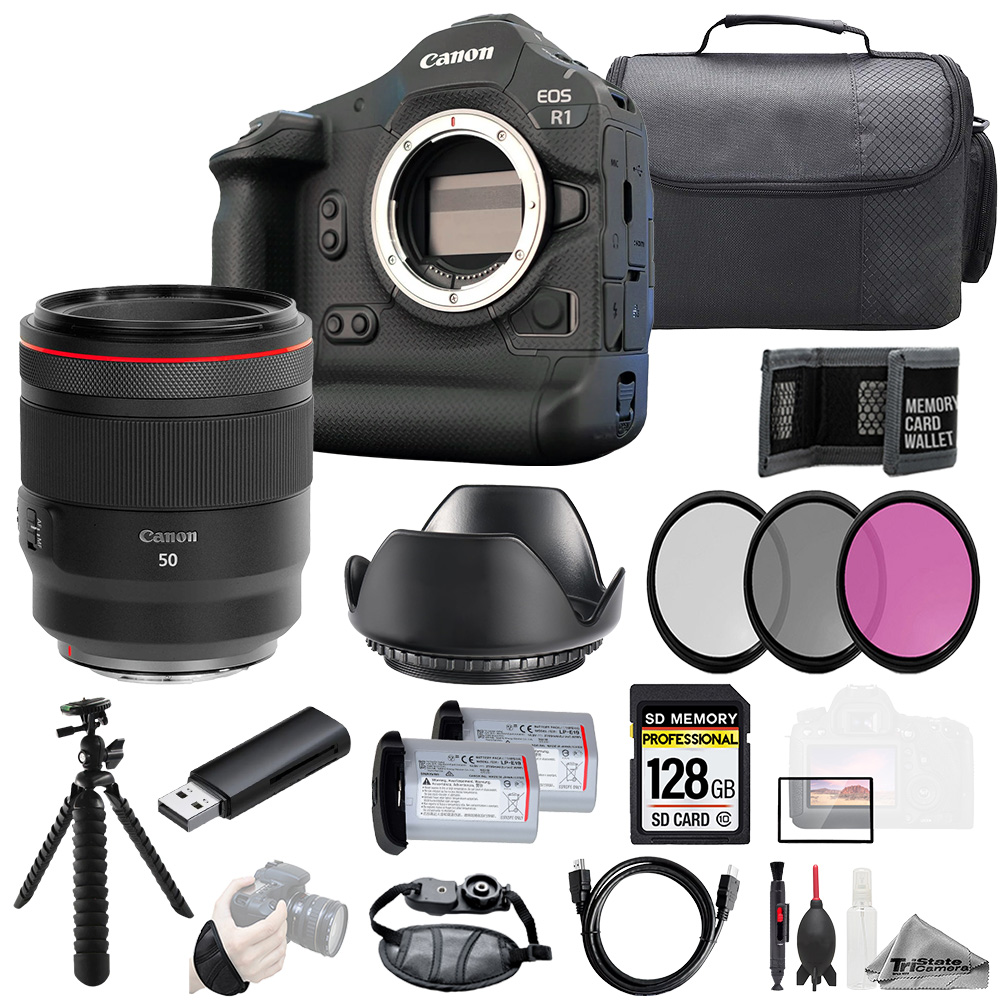 EOS R1 + RF 50mm f/1.2L USM Lens+128GB+ExtBat+3PC Filter-Kit *FREE SHIPPING*