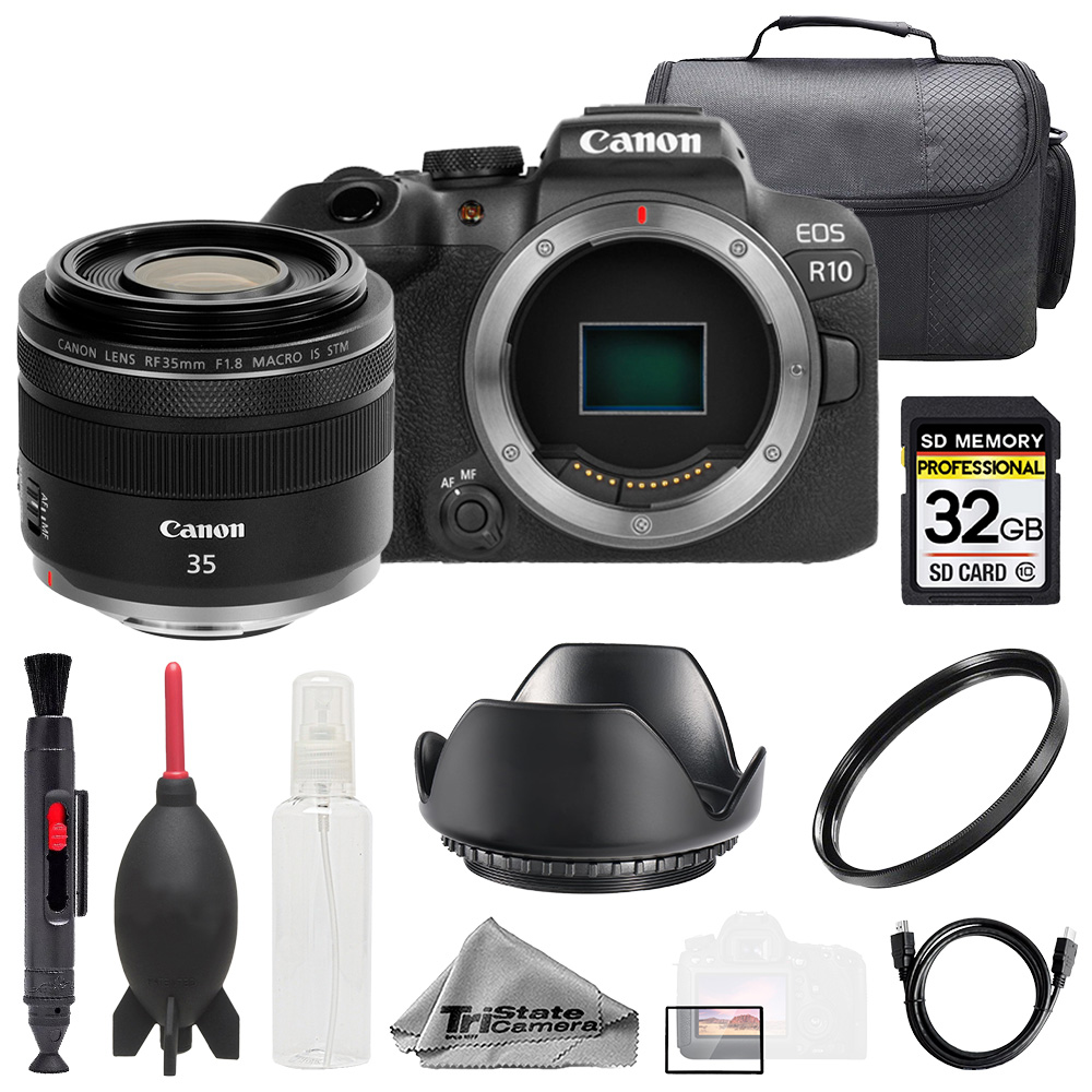 EOS R10 + RF 35mm f/1.8 Macro IS STM Lens +32GB+ UV Filter- Basic Kit *FREE SHIPPING*