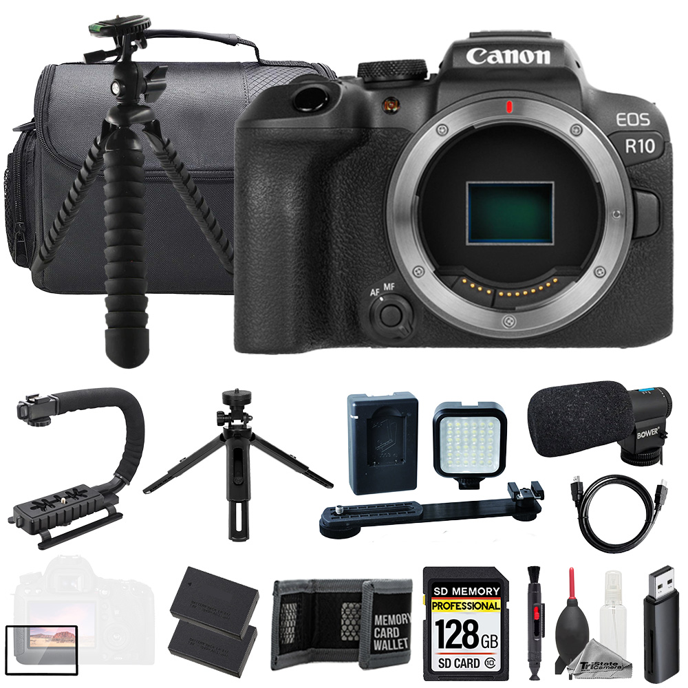 CANON | EOS R10 (Body) + Mic + 128GB + Extra Battery+ LED CANON | EOS R10 (Body) + Mic + 128GB + Extra Battery+ LED