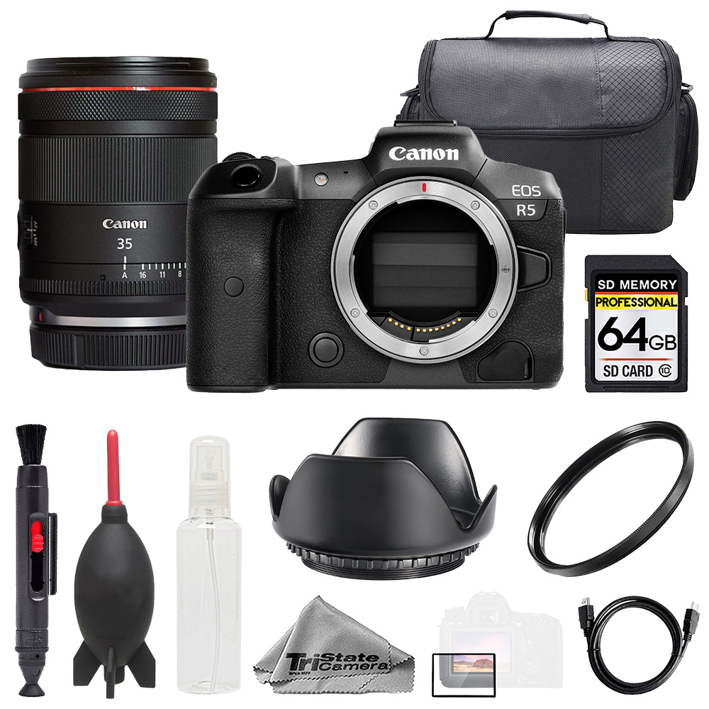 EOS R5 + RF 35mm f/1.4 L VCM Lens +64GB + Bag+ UV Filter- Basic Kit *FREE SHIPPING*