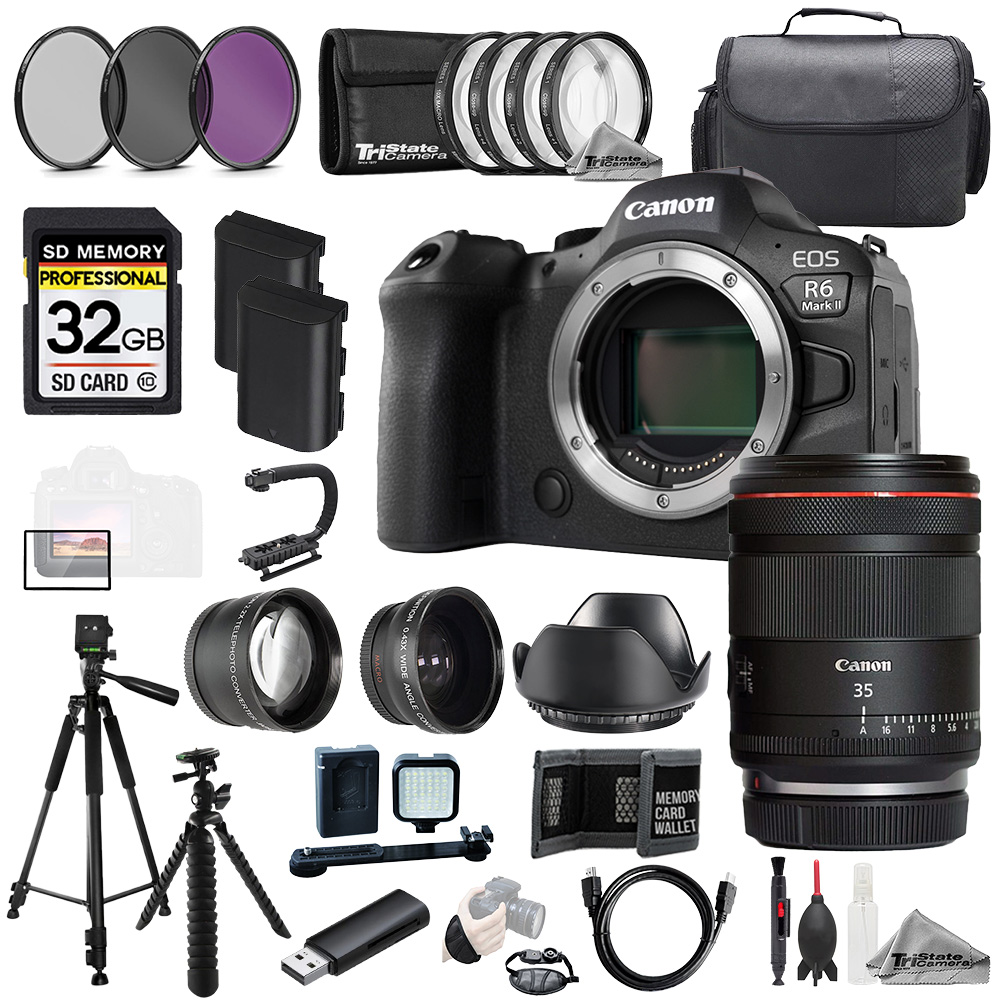 EOS R6 II + RF 35mm f/1.4 L VCM Lens +32GB+Ext Bat+9PC Filtr-MEGA Kit *FREE SHIPPING*