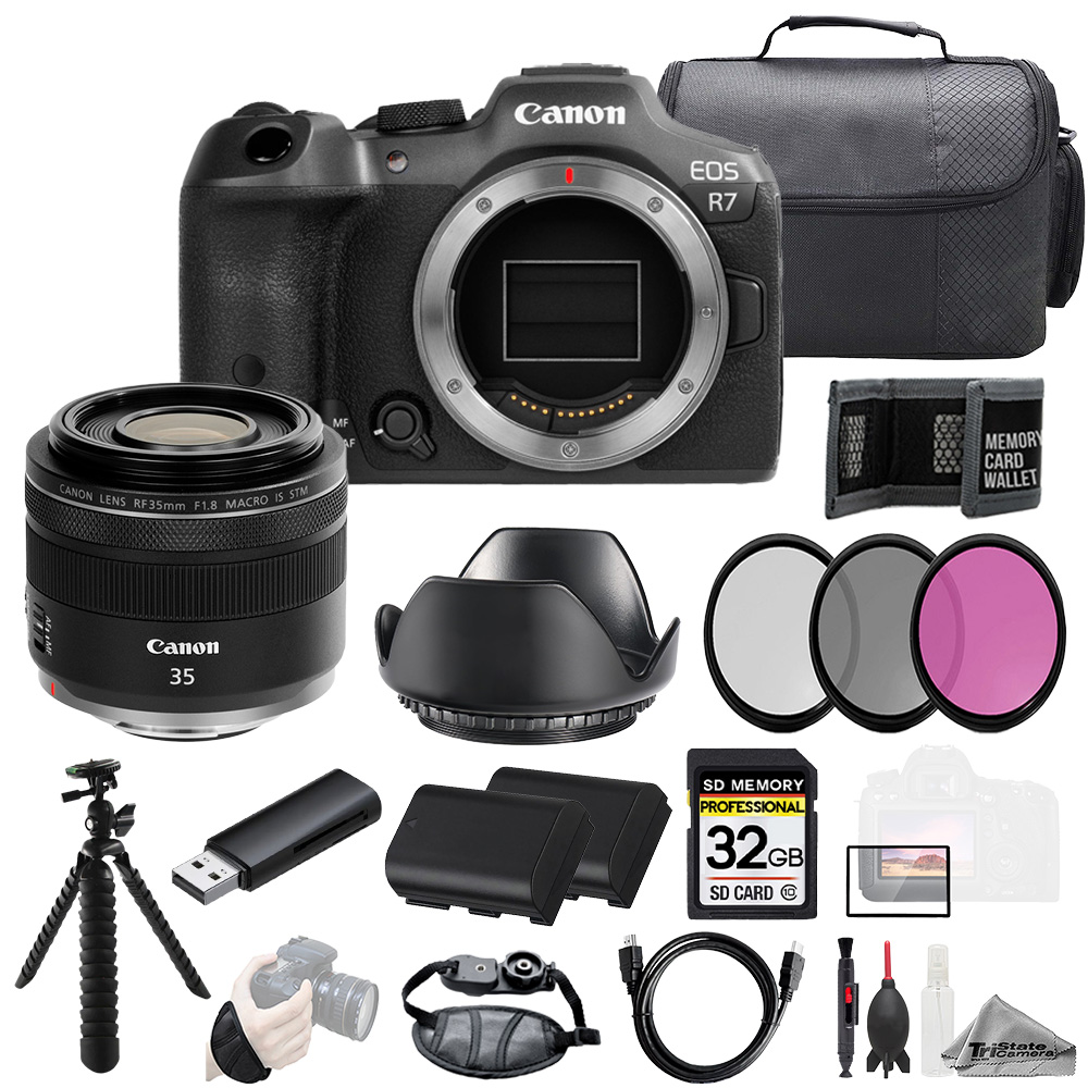 EOS R7 + RF 35mm f/1.8 IS Macro STM Lens +32GB +Ext Bat+ 3 PC Filter- Kit *FREE SHIPPING*