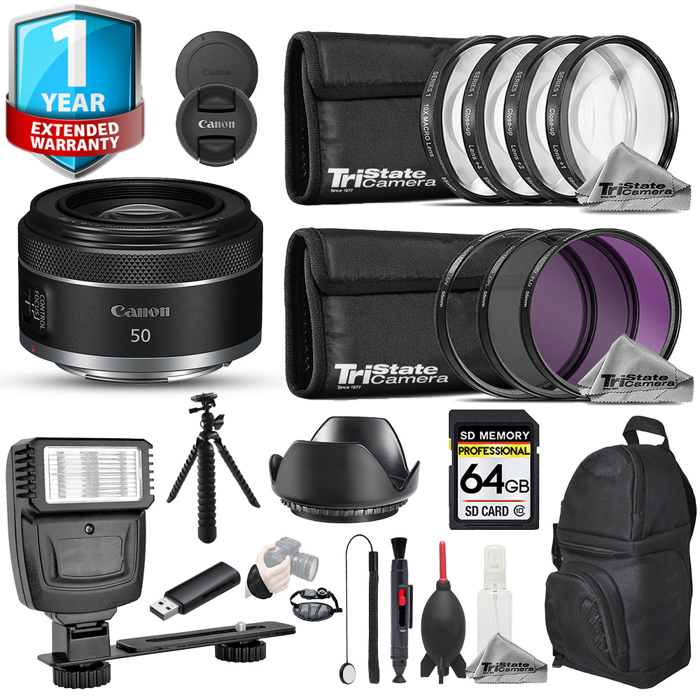RF 50mm f/1.8 STM Lens - 19pc 64GB Pro Bundle + 1 Yr Warranty *FREE SHIPPING*