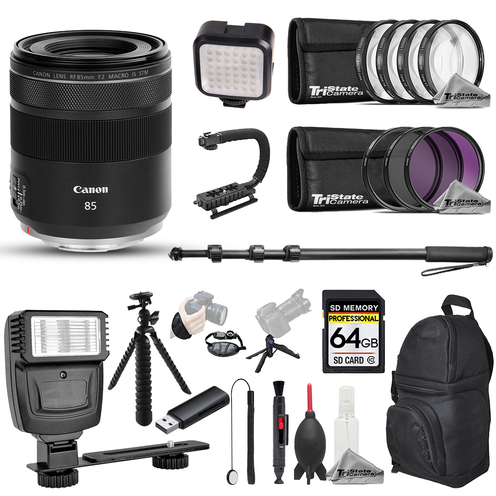 RF 85mm f/2 Macro IS STM Lens - 22pc 64GB Utility Kit *FREE SHIPPING*