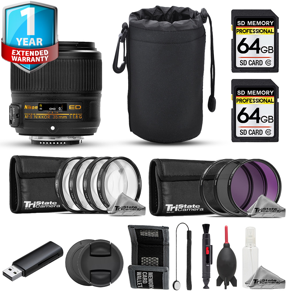 AF-S NIKKOR 35mm f/1.8G ED Lens - 15pc 64GB Advanced Bundle +1 Yr Warranty *FREE SHIPPING*