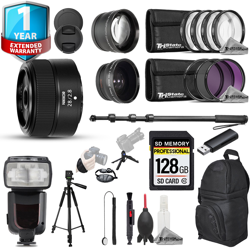 NIKON | NIKKOR Z 28mm f/2.8 Lens - 22pc 128GB Ultimate Kit + 1 Yr