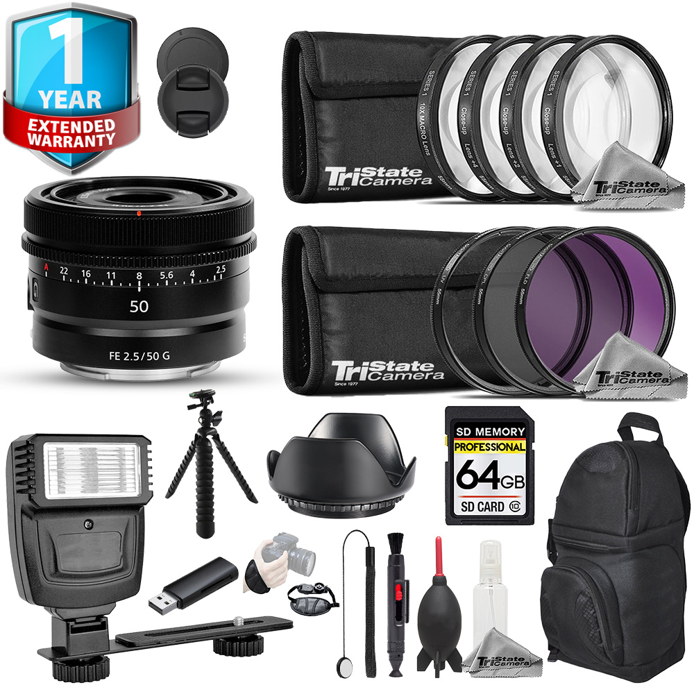 FE 50mm f/2.5 G Lens - 19pc 64GB Pro Bundle + 1 Yr Warranty *FREE SHIPPING*