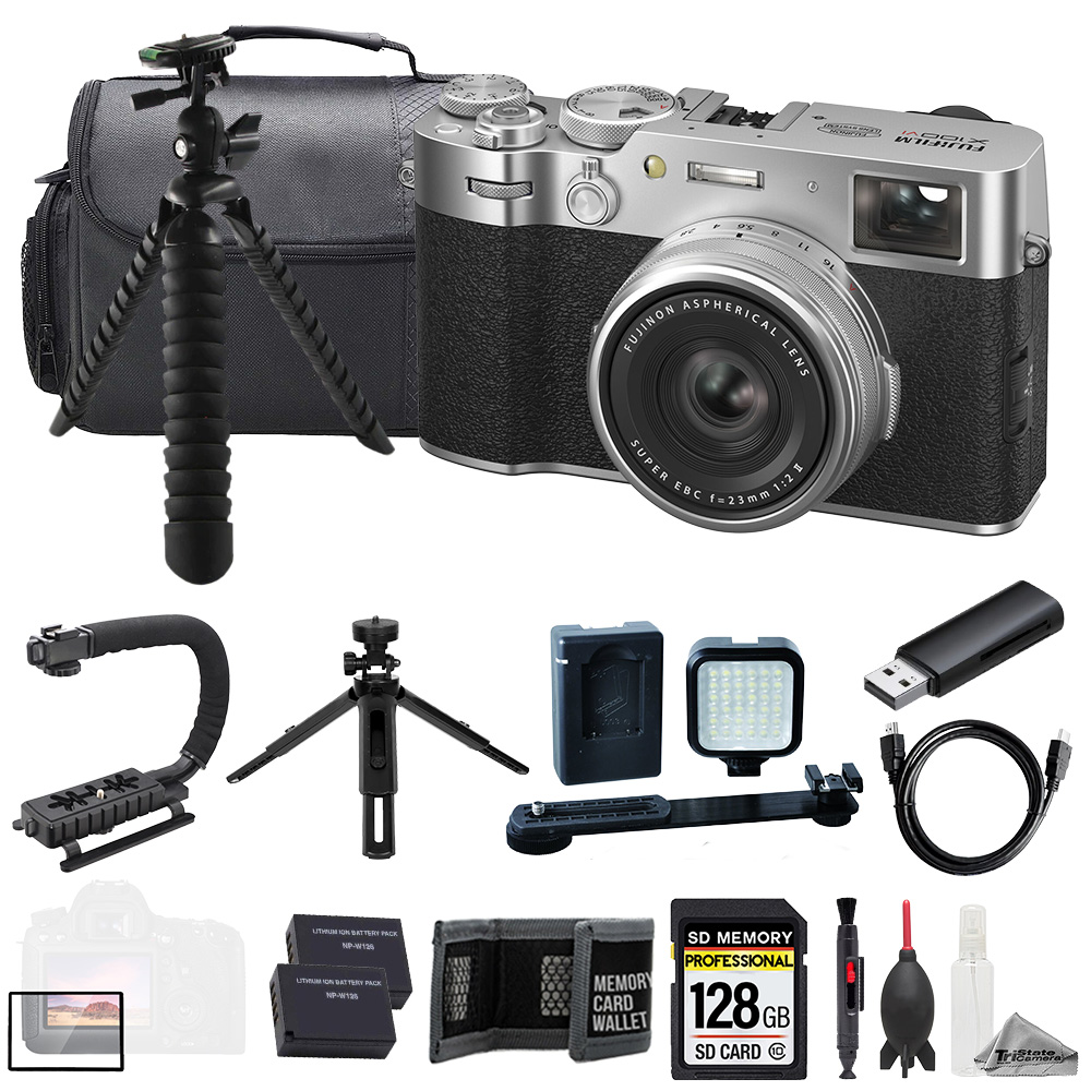FUJIFILM | X100VI Digital Camera (Silver) + 128GB + Ext Batt+ LED