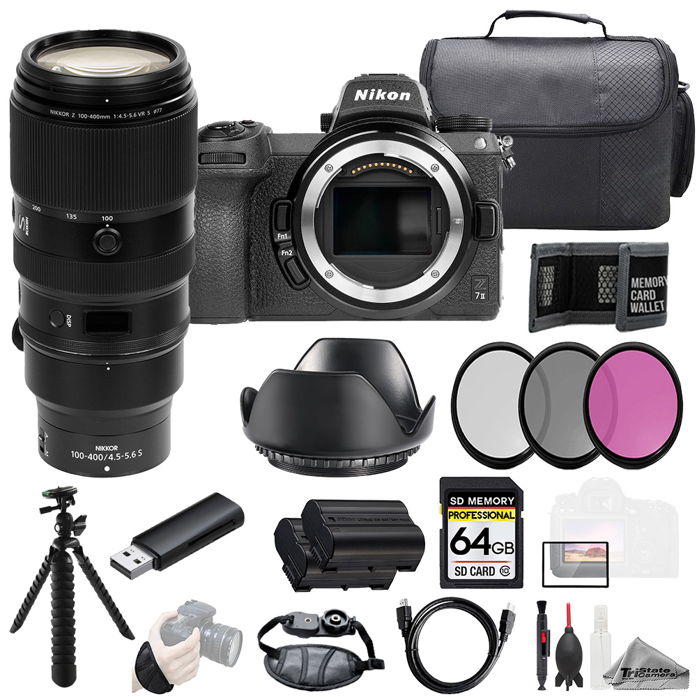 Z 7II + 100-400mm f/4.5-5.6 VR S Lens +64GB + Ext Bat+ 3 PC Filter- Kit *FREE SHIPPING*