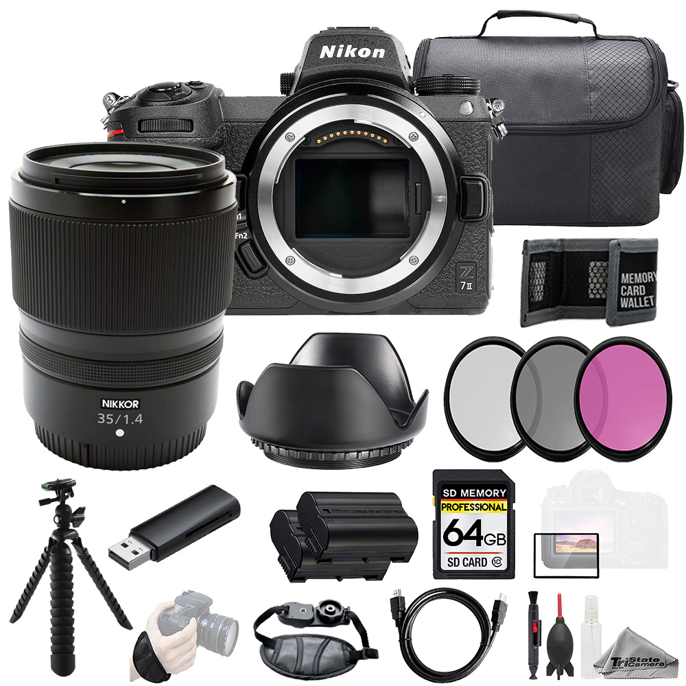 Z 7II + NIKKOR Z 35mm f/1.4 Lens +64GB + Ext Bat+ 3 PC Filter- Kit *FREE SHIPPING*