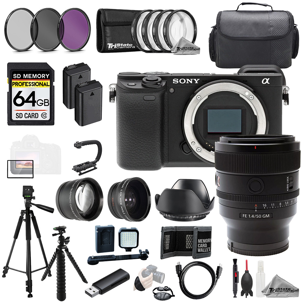 Alpha a6400 + FE 50mm f/1.4 GM Lens +64GB+Ext Bat+9 PC Filter-MEGA Kit *FREE SHIPPING*