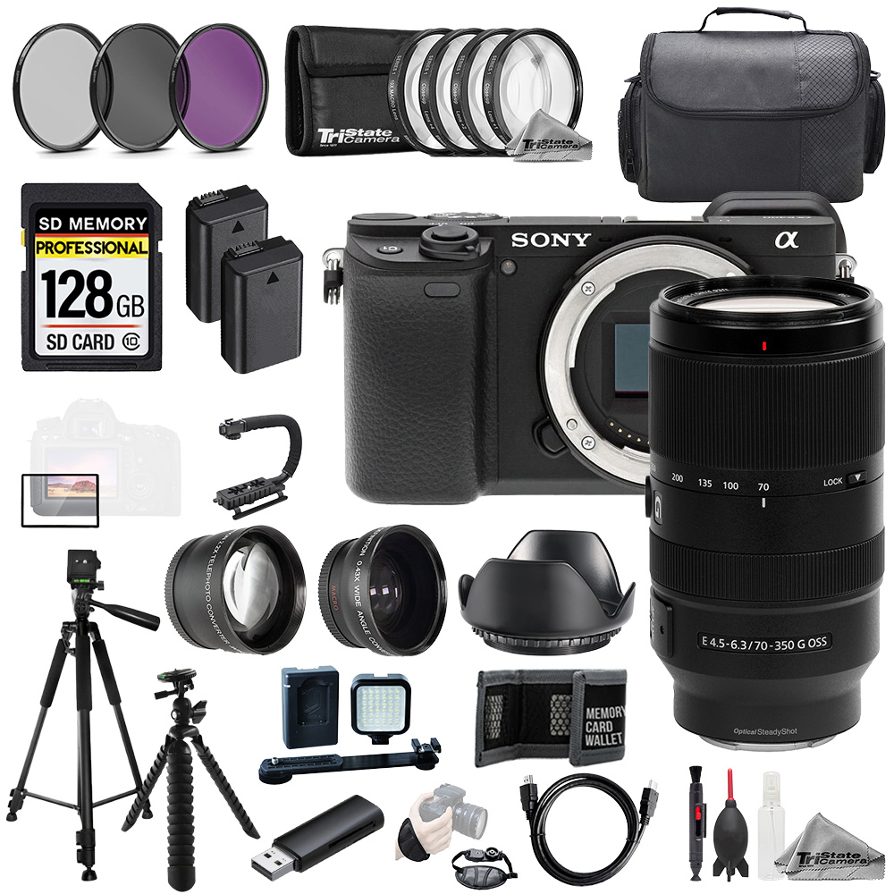 a6400 + E 70-350mm f/4.5-6.3 G OSS Lens+128GB+Ext Bat+9 PC Filtr MEGA Kit *FREE SHIPPING*