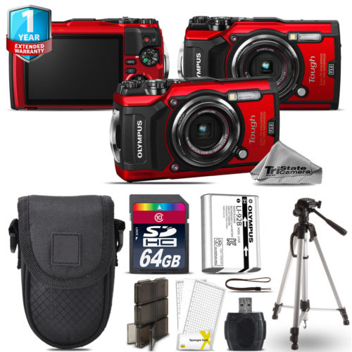 Stylus TOUGH TG-6 Digital Camera (Red) + Tripod + Case - 64GB Kit Bundle *FREE SHIPPING*