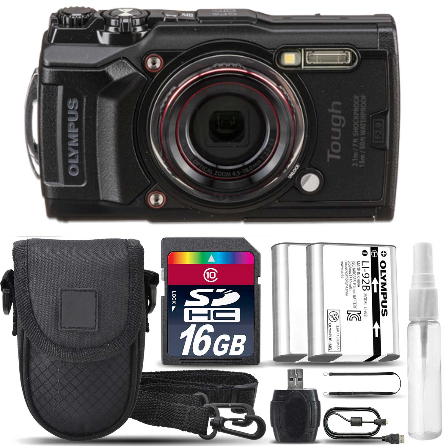 Stylus TOUGH TG-6 Digital Waterproof Camera Black + Case +EXT BATT + 16GB *FREE SHIPPING*