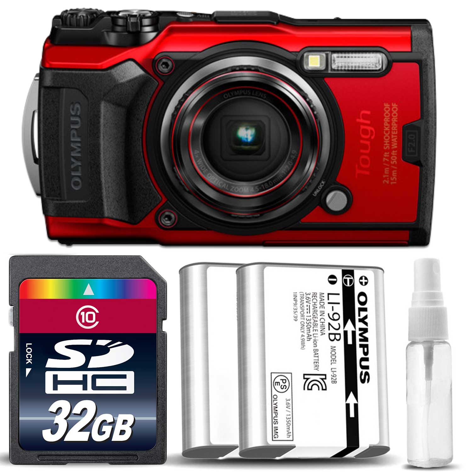 Stylus TOUGH TG-6 Digital Waterproof, WiFi Camera (Red) - 32GB BUNDLE *FREE SHIPPING*