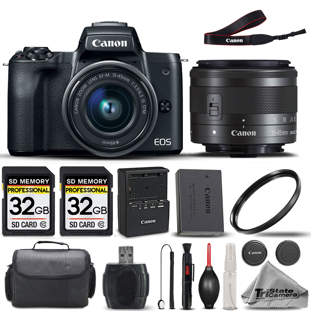 EOS M50 II Mirrorless SLR Camera + 15-45mm STM Lens + 64GB - Basic Bundle *FREE SHIPPING*