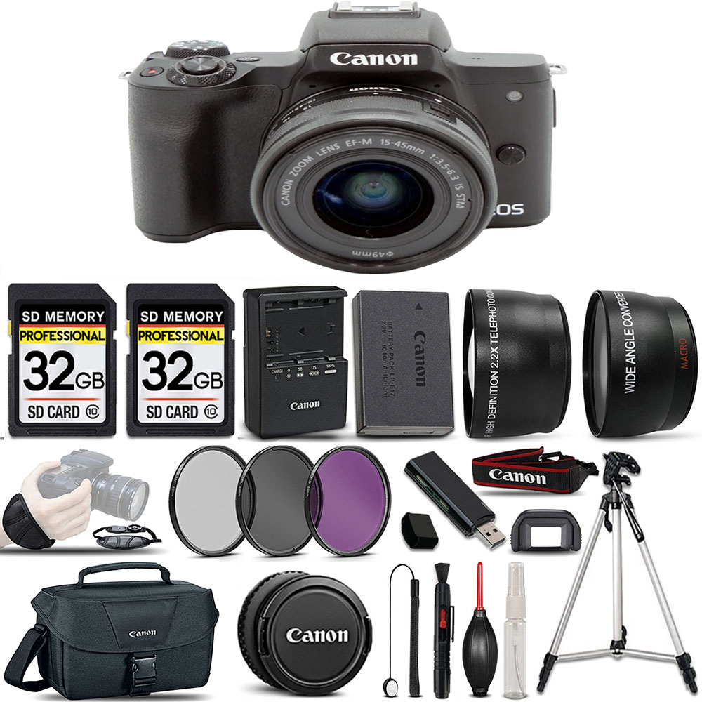 EOS M50 II SLR Camera + 15-45mm STM Lens + ULTIMATE Accessory Bundle *FREE SHIPPING*