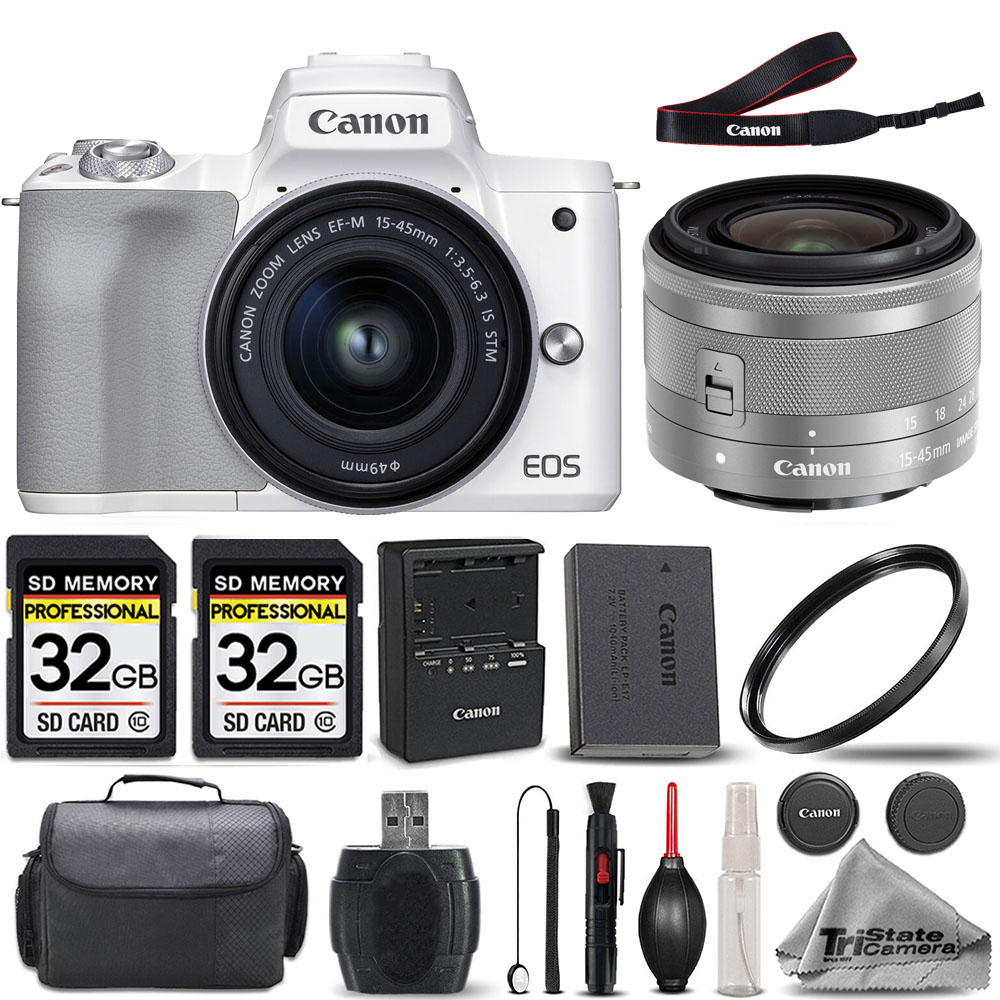 EOS M50 II Mirrorless SLR Camera White + 15-45mm STM Lens + 64GB - Basic *FREE SHIPPING*
