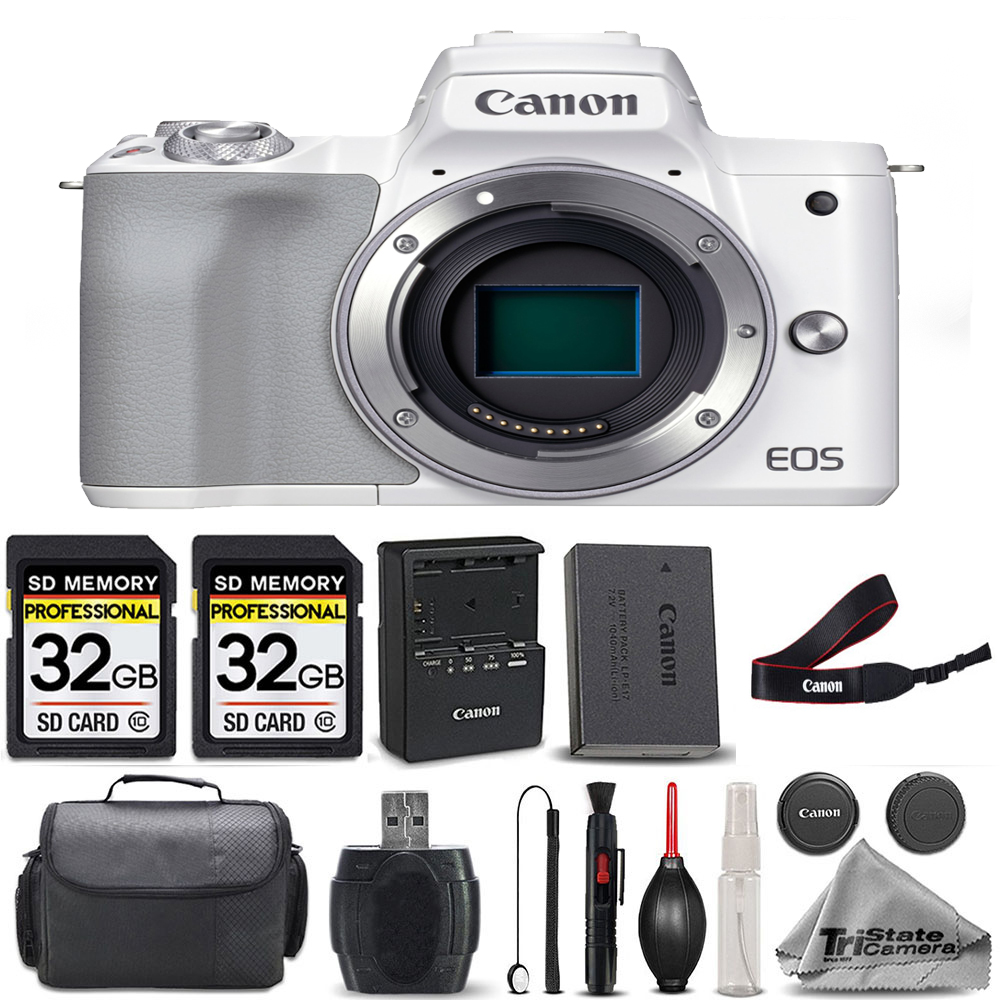 EOS M50 II Mirrorless SLR Camera (Body, White) + 64GB - Basic Bundle *FREE SHIPPING*