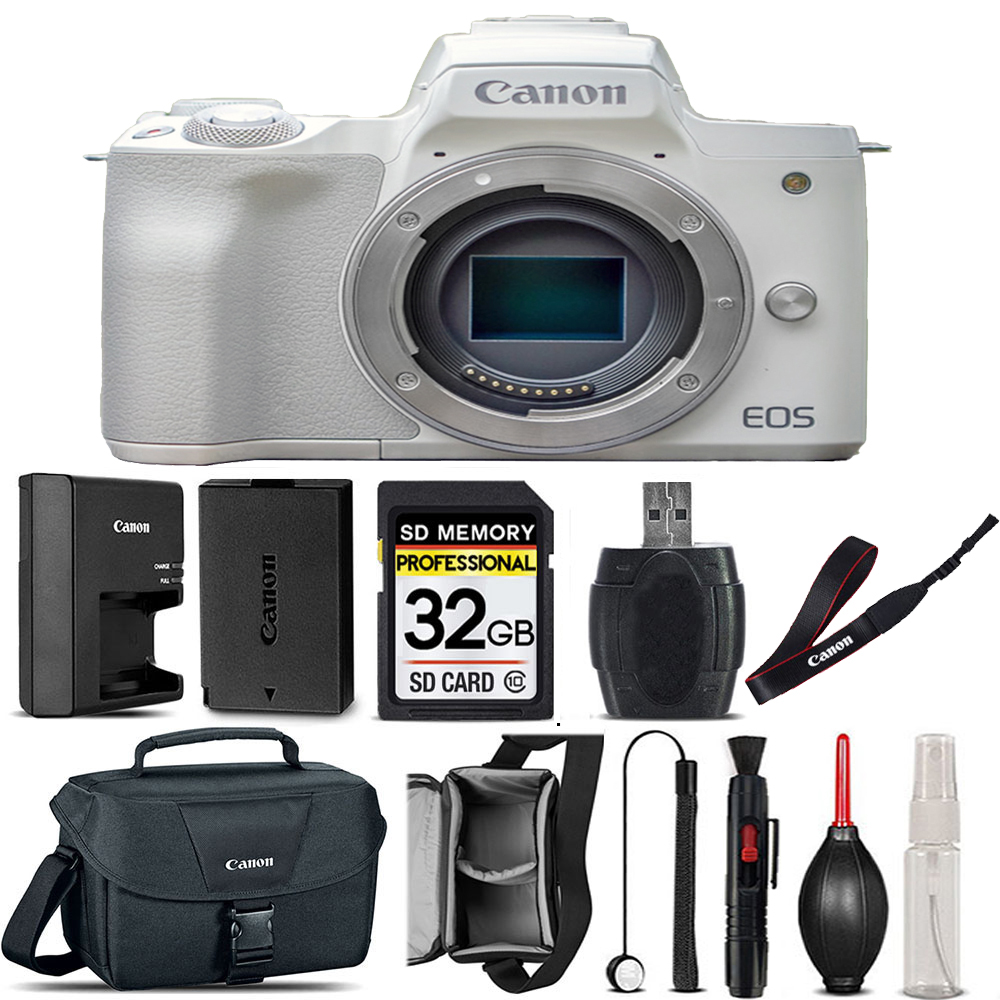 EOS M50 II DSLR Camera (Body, White) + Canon Case 100ES - 32GB Kit *FREE SHIPPING*