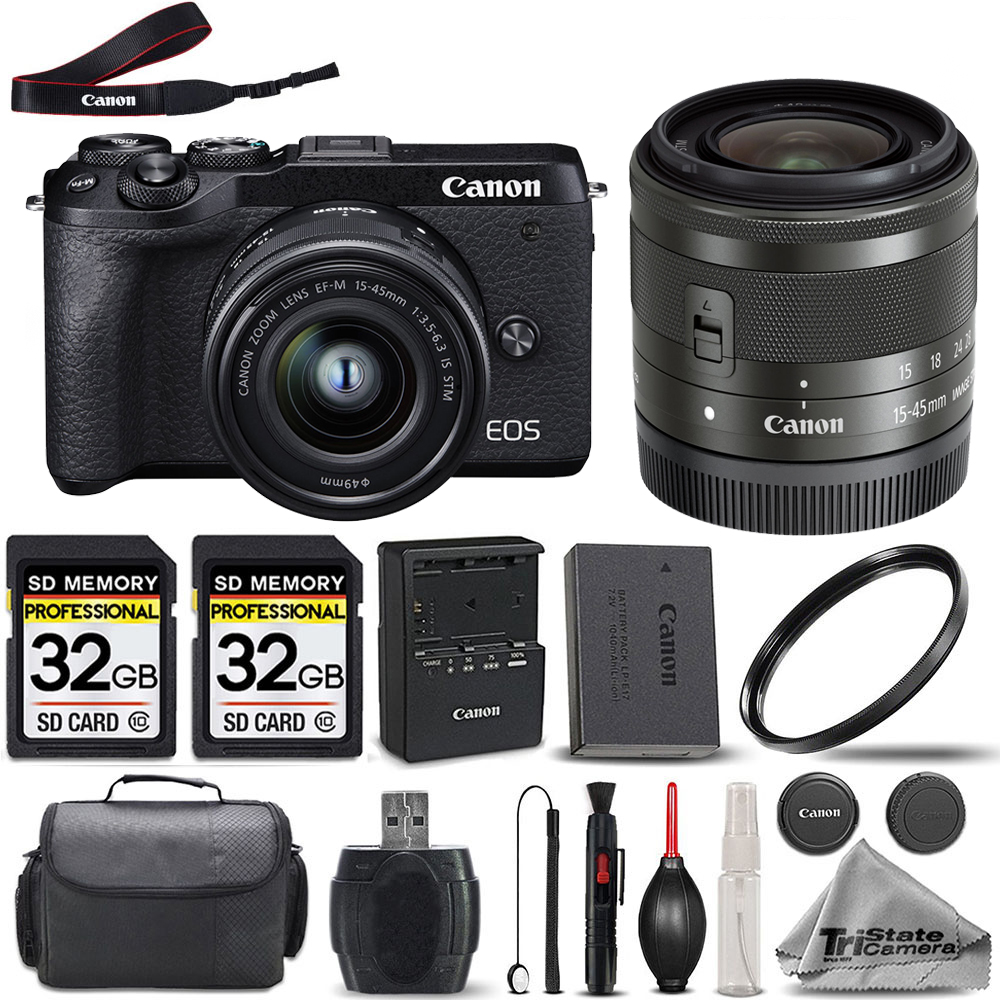 EOS M6 II Mirrorless SLR Camera + 15-45mm STM Lens + 64GB - Basic Bundle *FREE SHIPPING*