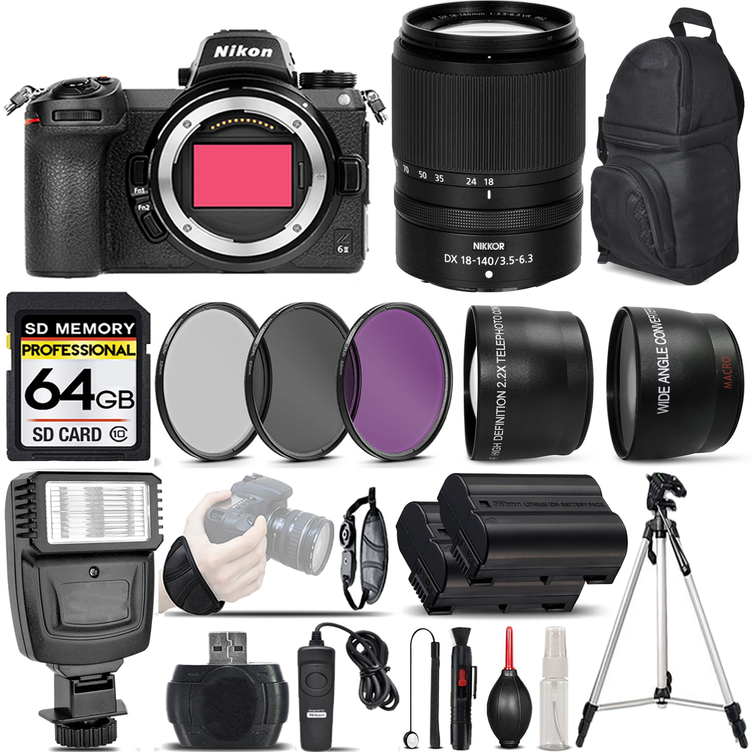 Z6 II Digital Camera + 18-140mm VR Lens + 3 Piece Filter Set + 64GB Savings Bundle *FREE SHIPPING*