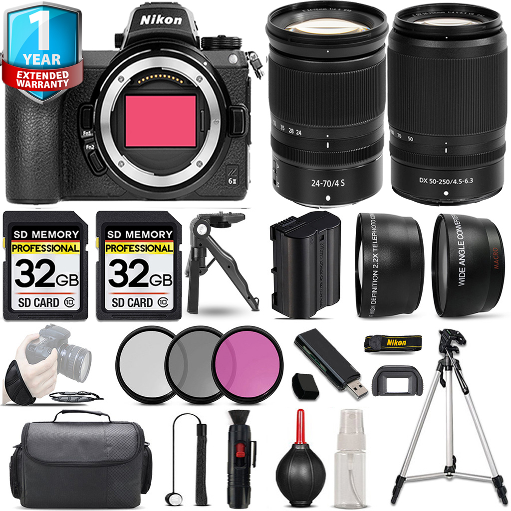 Z6 II Camera + 50-250mm Lens + 24-70mm Lens + 1 Year Extended Warranty + Handbag - Kit *FREE SHIPPING*