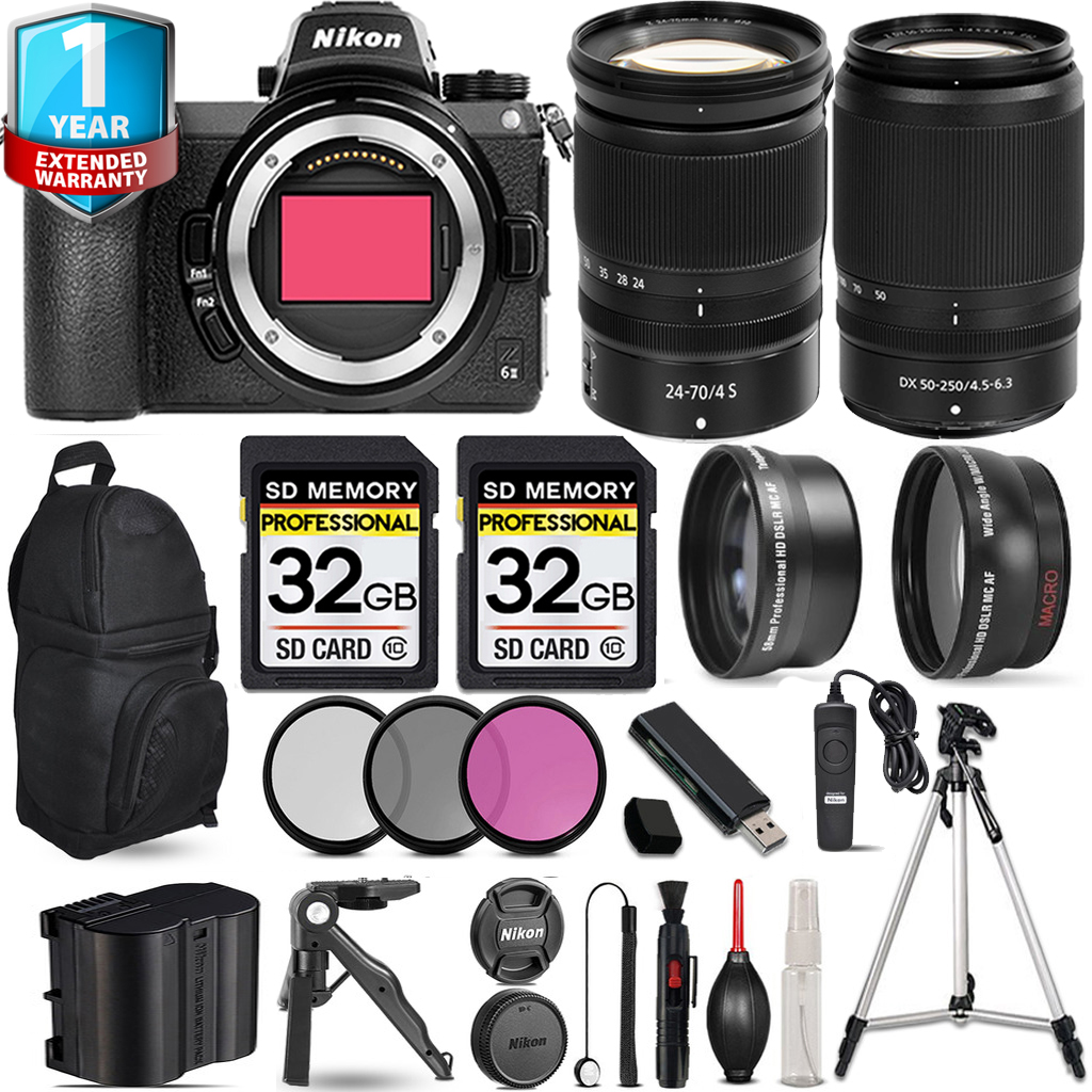 Z6 II  Camera + 50-250mm Lens + 24-70mm Lens + Backpack + 1 Year Extended Warranty + 64GB *FREE SHIPPING*