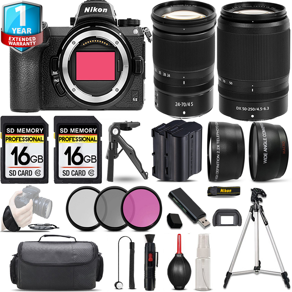 Z6 II Camera + 50-250mm Lens + 24-70mm Lens + 1 Year Extended Warranty + 32GB - Savings Kit *FREE SHIPPING*