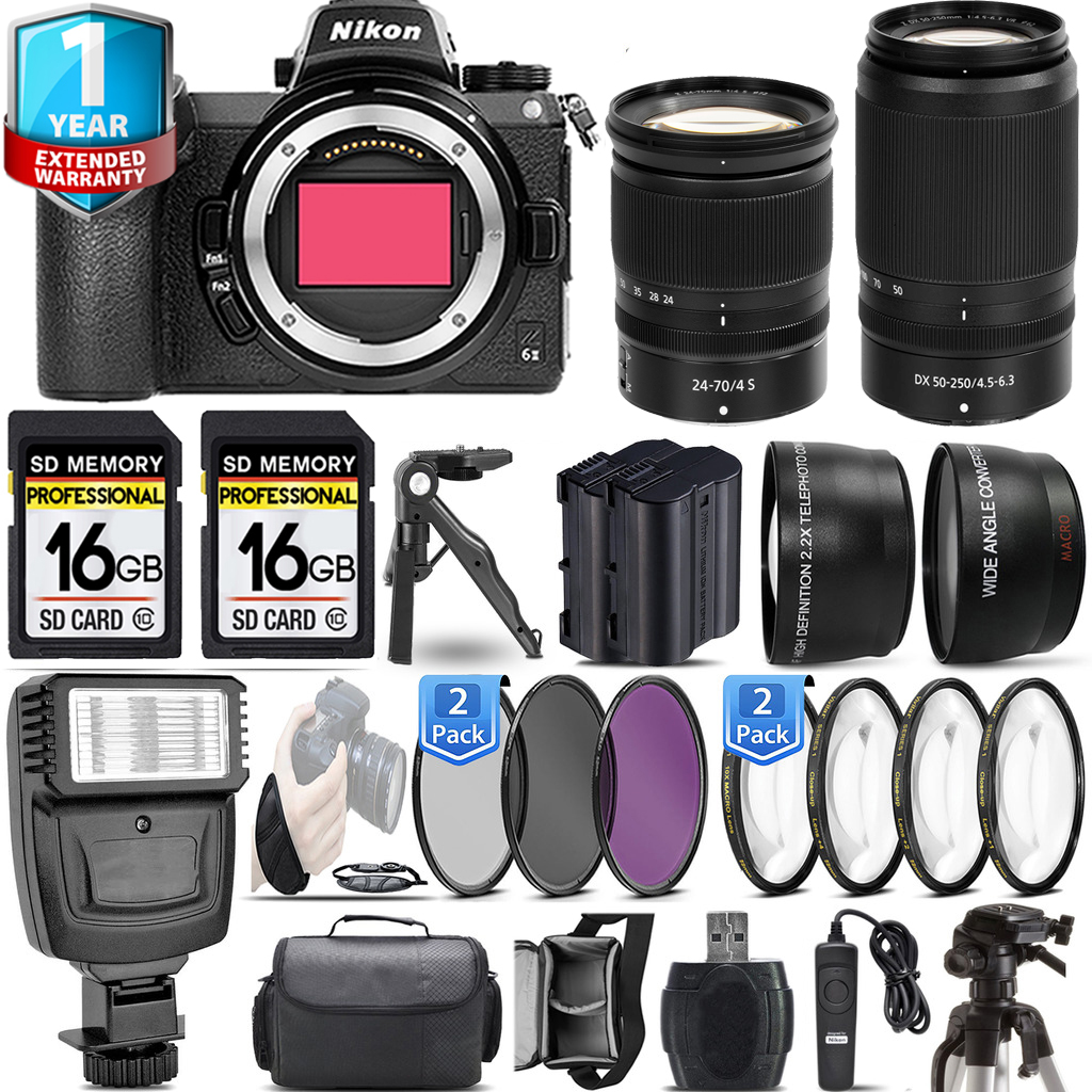 Z6 II  Camera + 24-70mm Lens + 50-250mm + 1 Year Extended Warranty + 3 Piece Filter Set & More! *FREE SHIPPING*