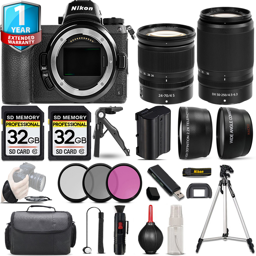 Z6 Camera + 50-250mm Lens + 24-70mm Lens + 1 Year Extended Warranty + Handbag - Kit *FREE SHIPPING*