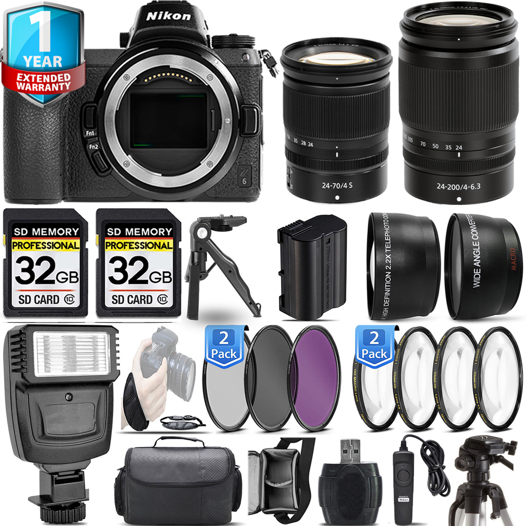 Z6 Camera + 24-200mm Lens + 24-70mm Lens + Flash + 1 Year Extended Warranty Kit *FREE SHIPPING*