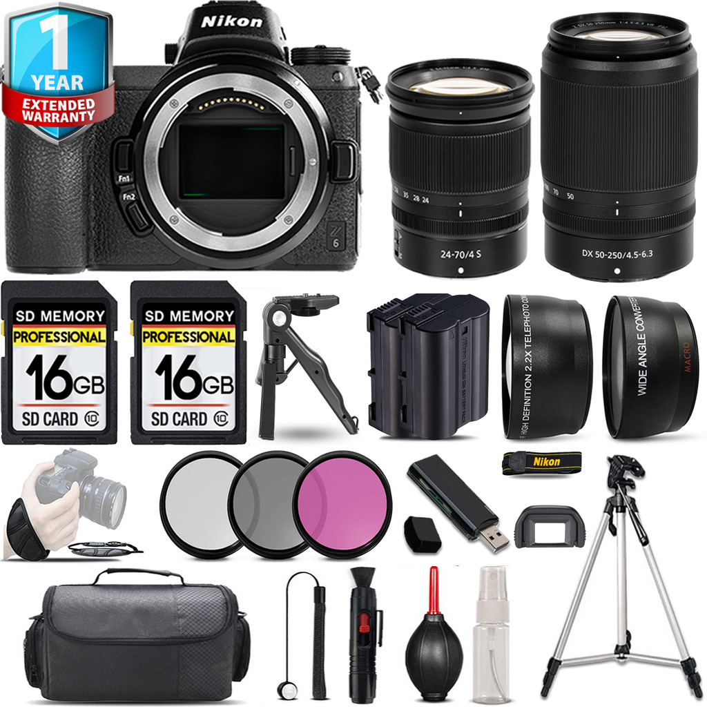 Z6 Camera + 50-250mm Lens + 24-70mm Lens + 1 Year Extended Warranty + 32GB - Savings Kit *FREE SHIPPING*
