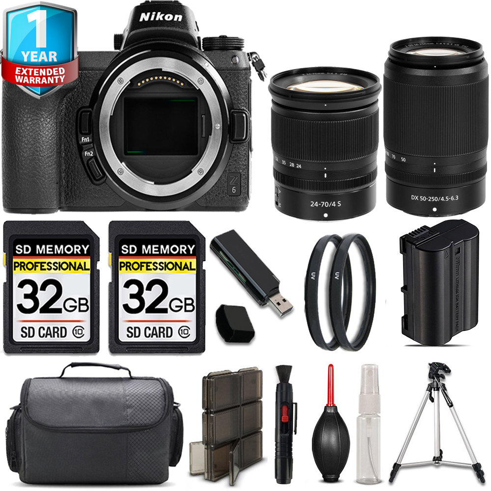 Z6 Camera + 24-70mm Lens + 50-250mm + 64GB Kit + Tripod + 1 Year Extended Warranty *FREE SHIPPING*