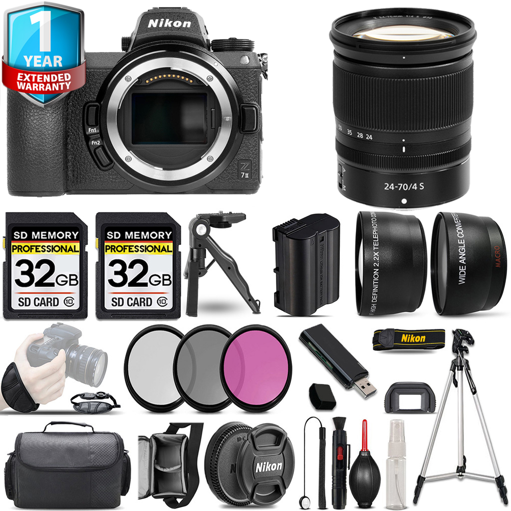 Z7 II Mirrorless Camera + 24-70mm Lens + 3 Piece Filter Set + 1 Year Extended Warranty - 64GB Kit *FREE SHIPPING*